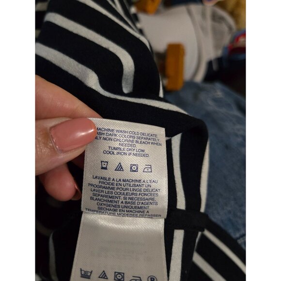 Lands End Womens Navy Striped 3/4 Sleeve Dress Plus Size 20W Nautical Pockets - Picture 10 of 12